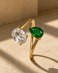 Emerald Dual Stone Statement Ring