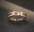 Pink stone Pearl Adjustable Ring