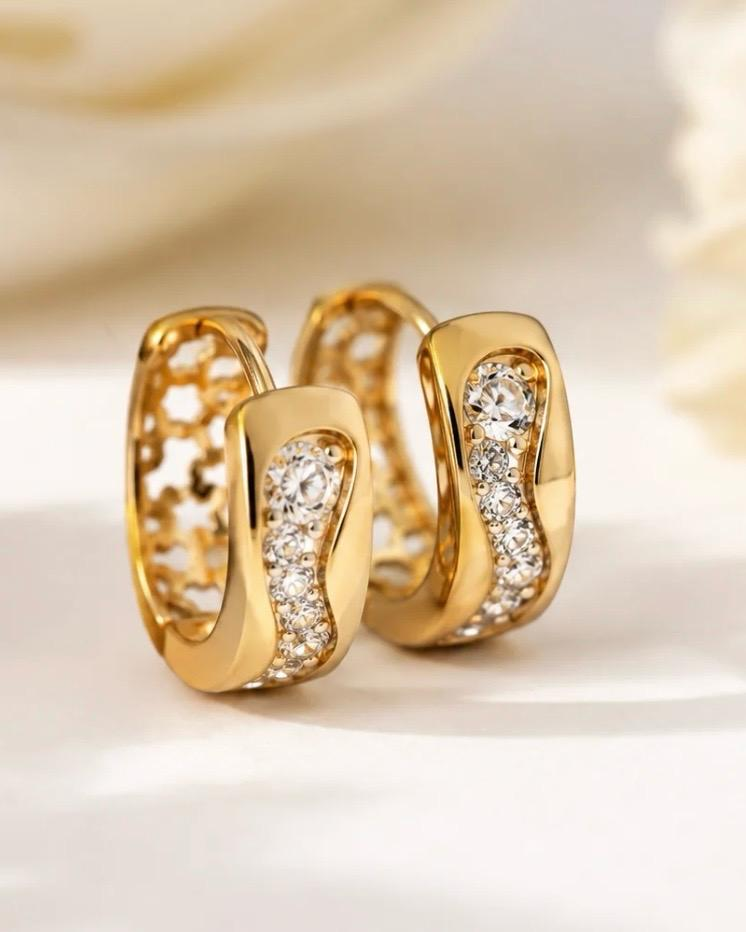 Crystal Wave Huggie Hoop Earrings