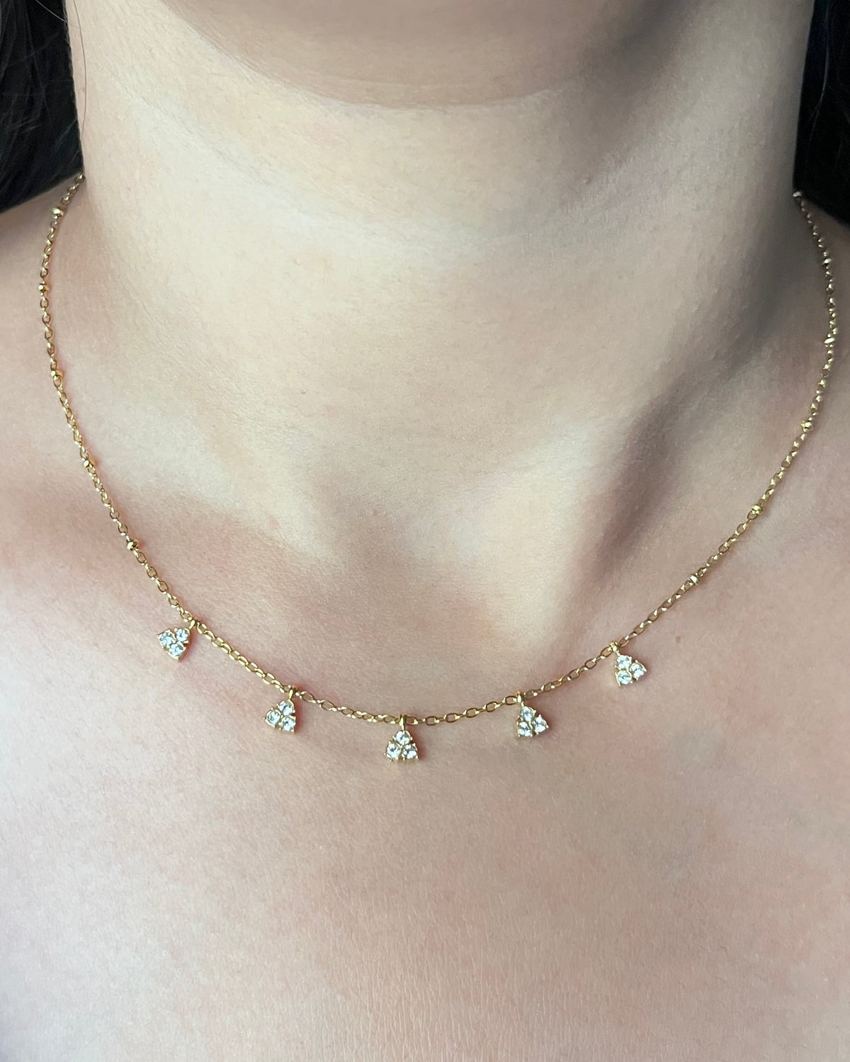 Crystal diamond charms necklace