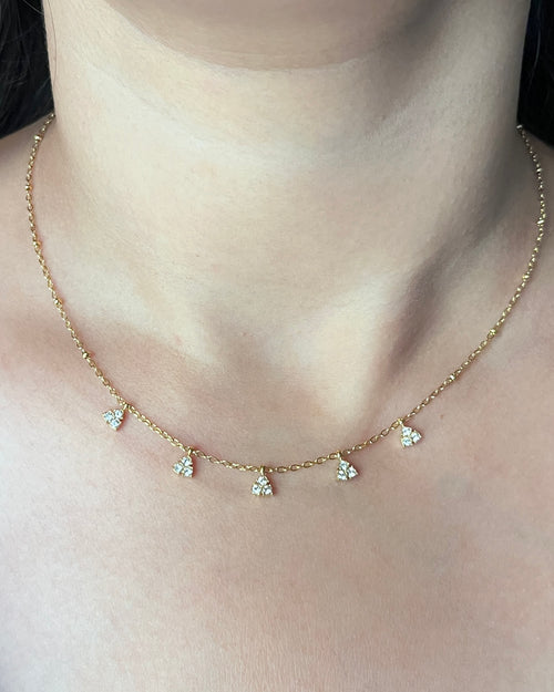 Crystal diamond charms necklace