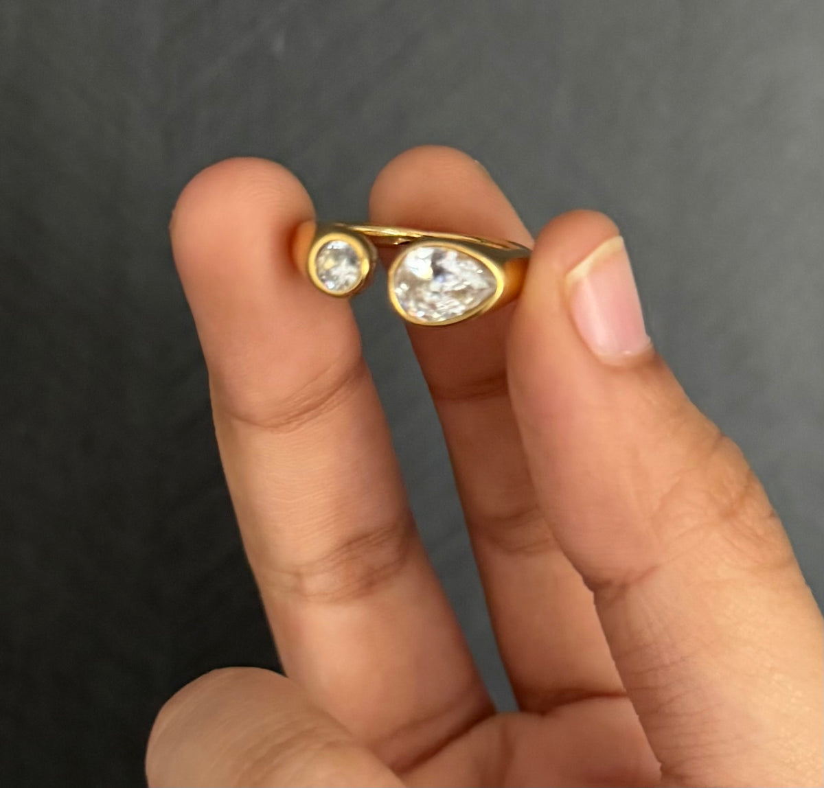 Lumiere duo stone ring  (Adjustable)