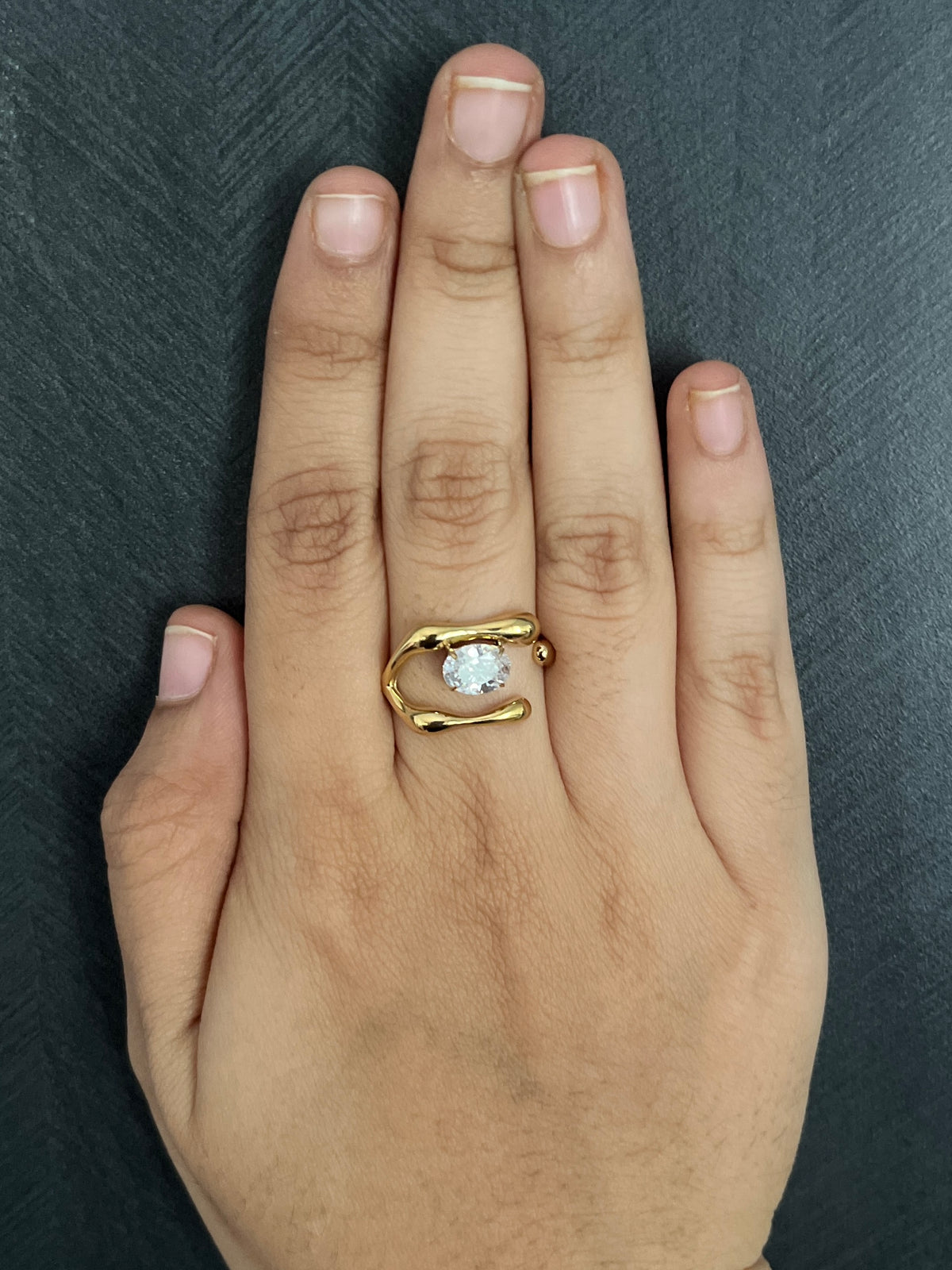 Elan solitaire cuff ring(Adjustable)