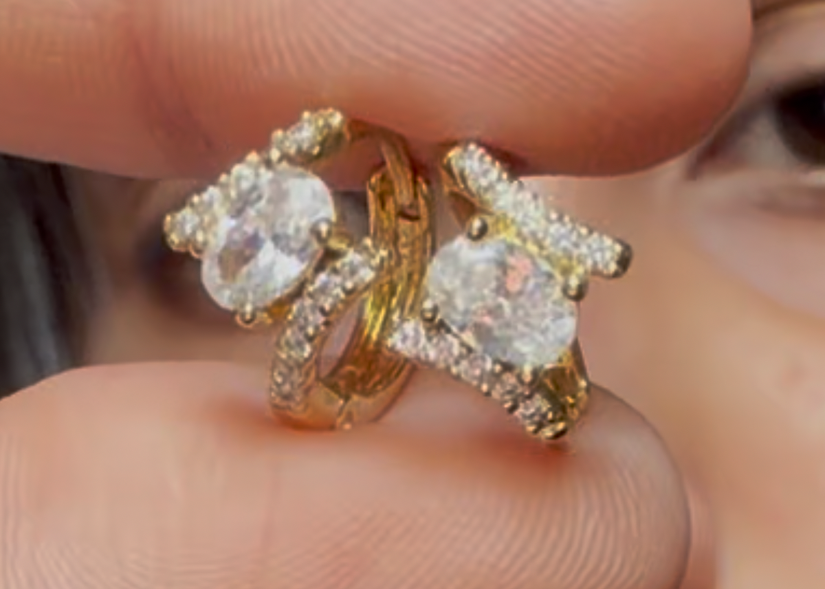 Mini gold diamond hoop