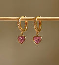 Pink heart drop earring