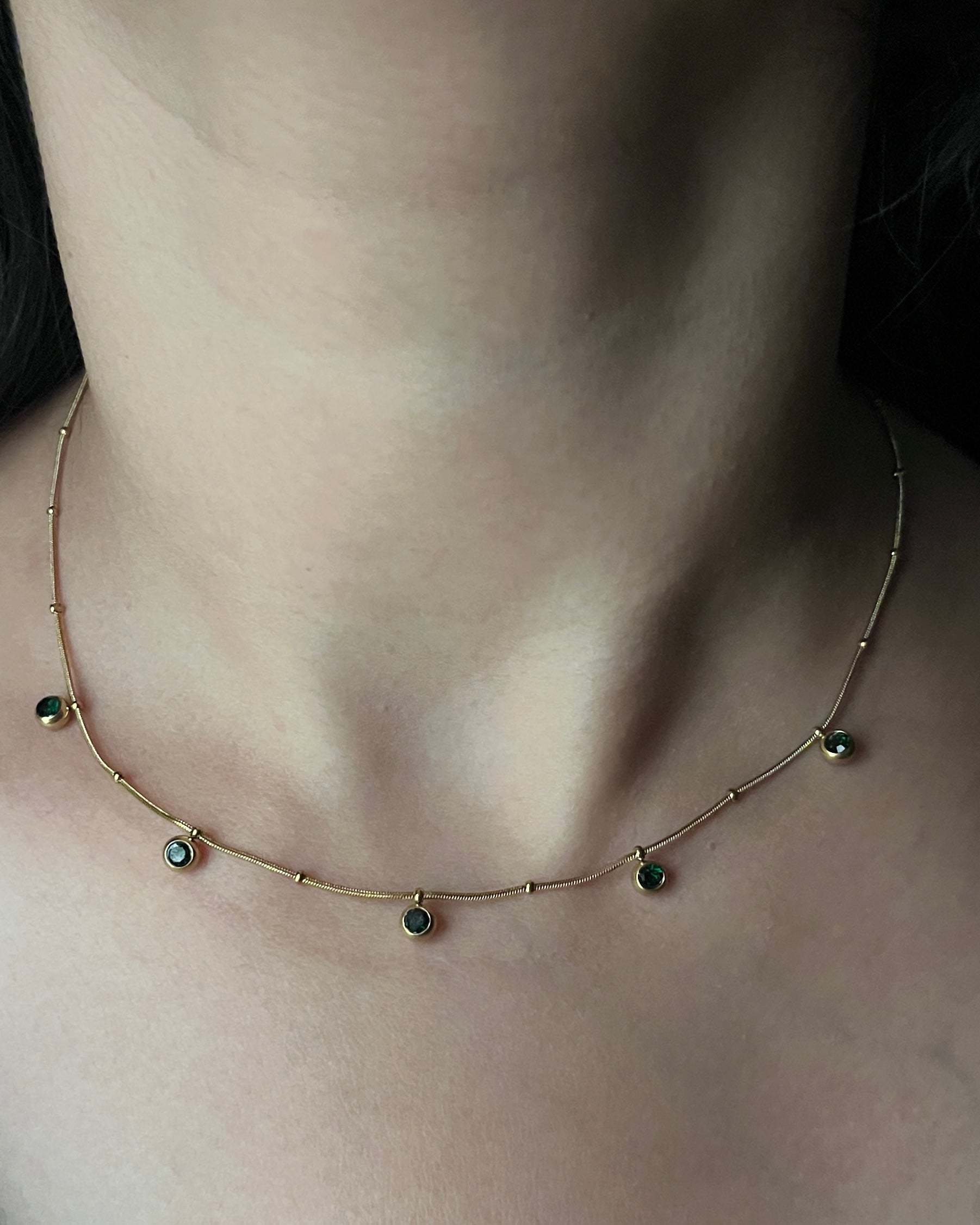 Green stone charm Necklace