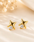 Celestial Star Crystal Drop Stud Earrings