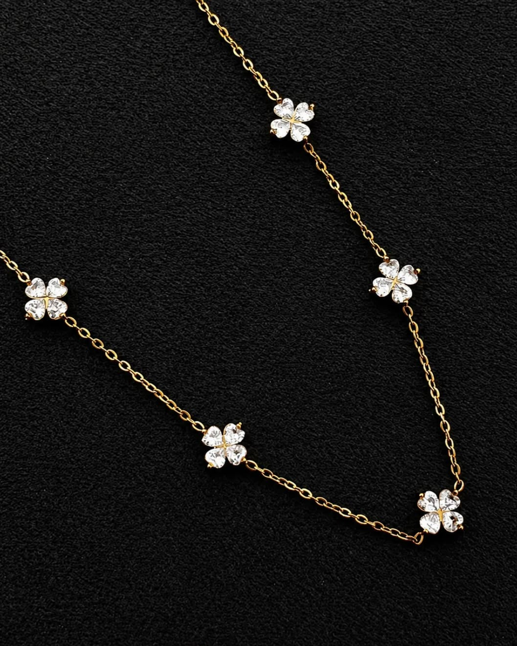 Crystal Clover Flower Necklace