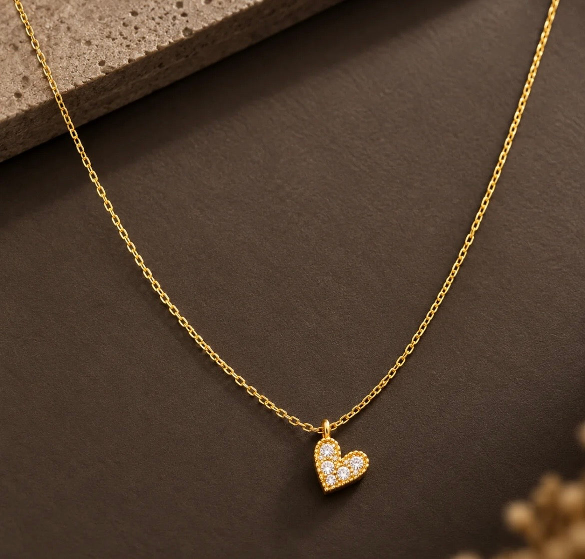 Dainty white heart necklace