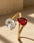Dual Stone Crystal Statement Ring