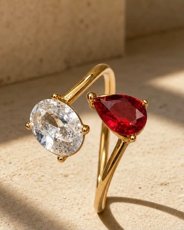 Dual Stone Crystal Statement Ring