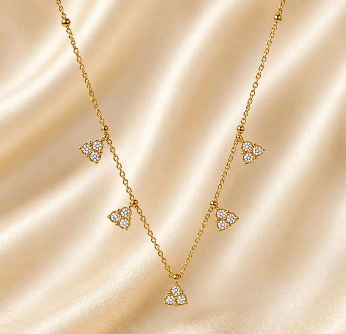 Crystal diamond charms necklace
