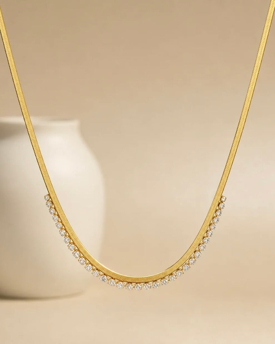 White stone charm necklace