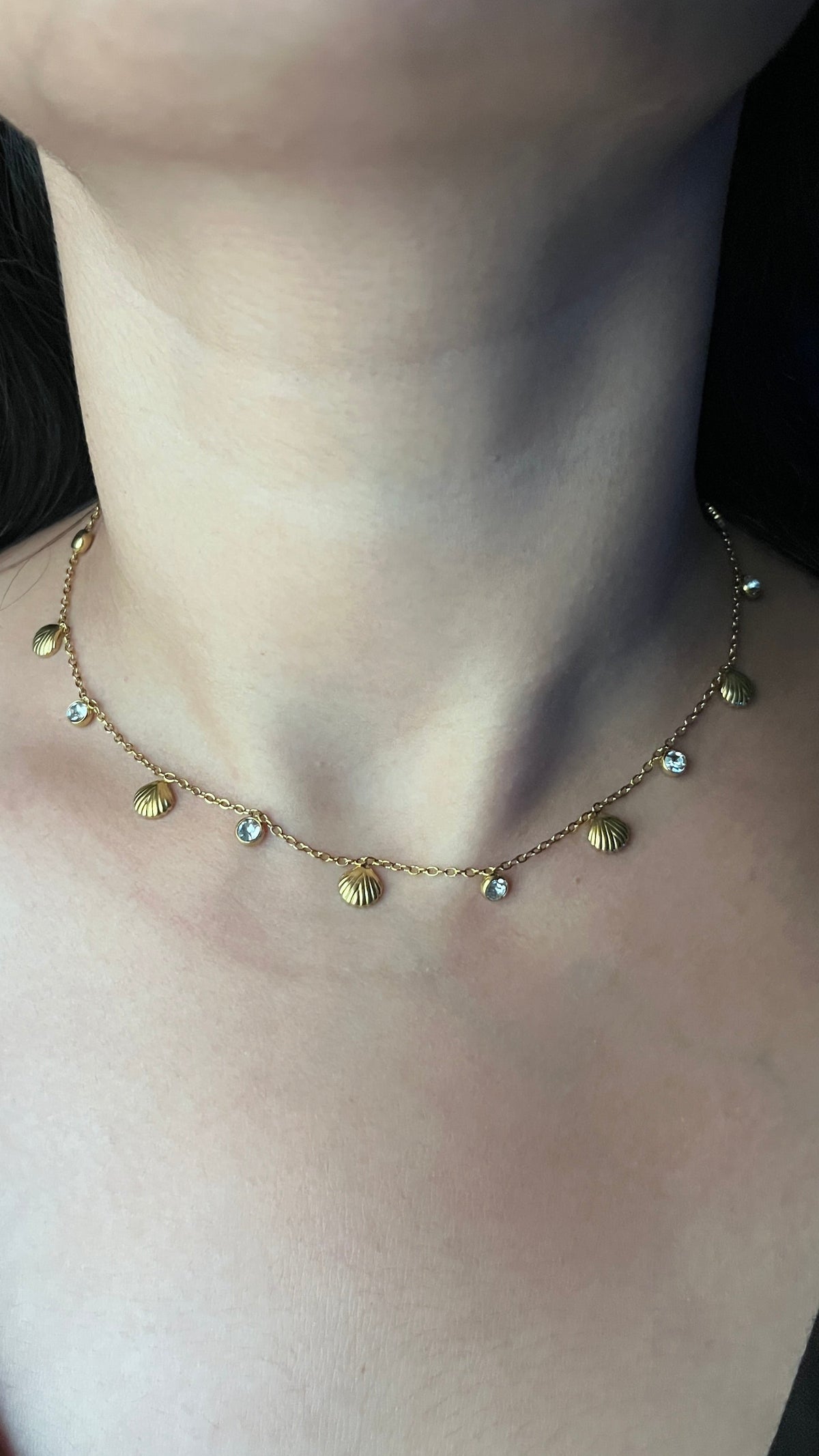 Shell And White stone charms Necklace