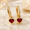 Red heart drop earring
