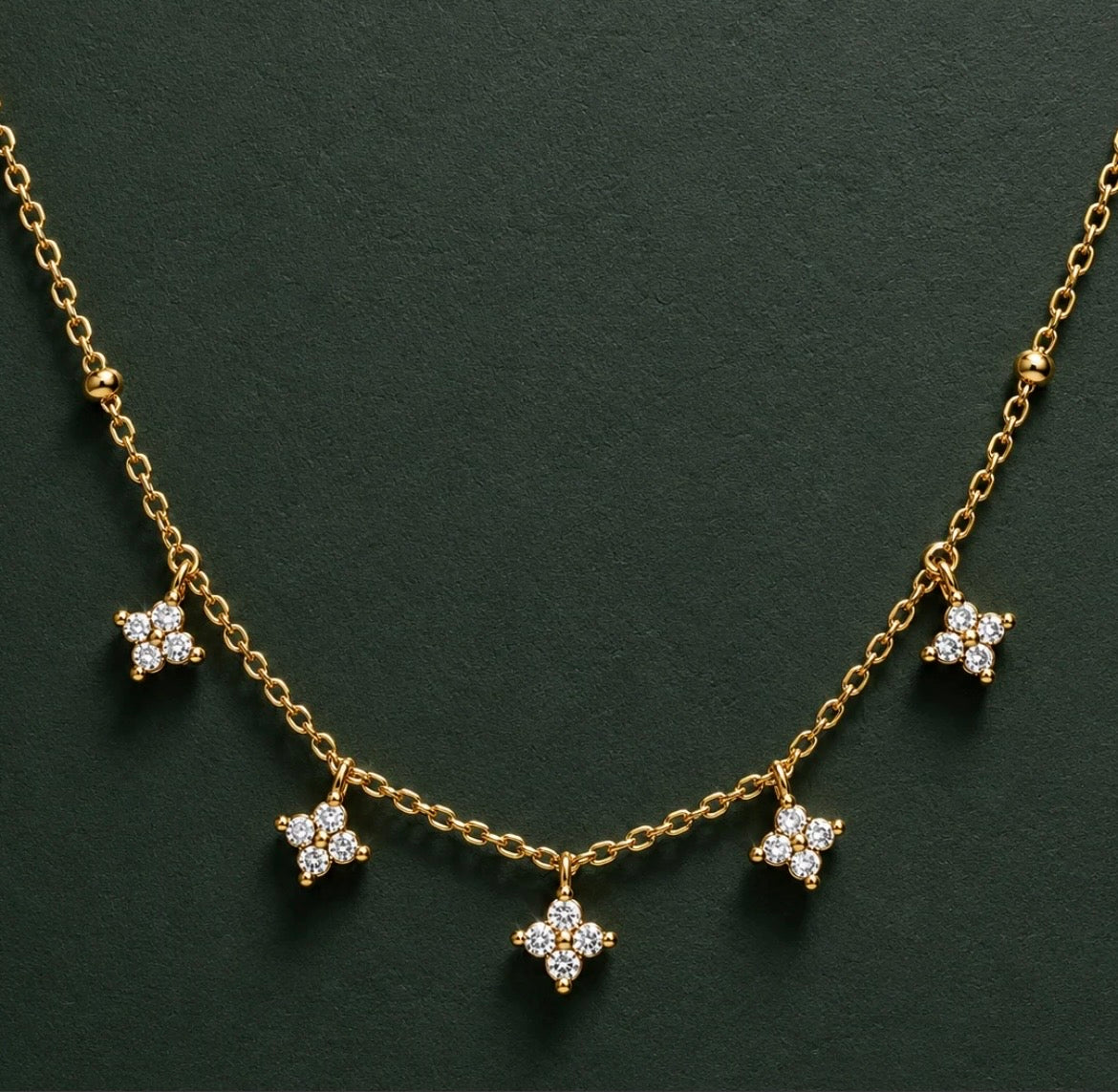 Floral crystal charms Necklace