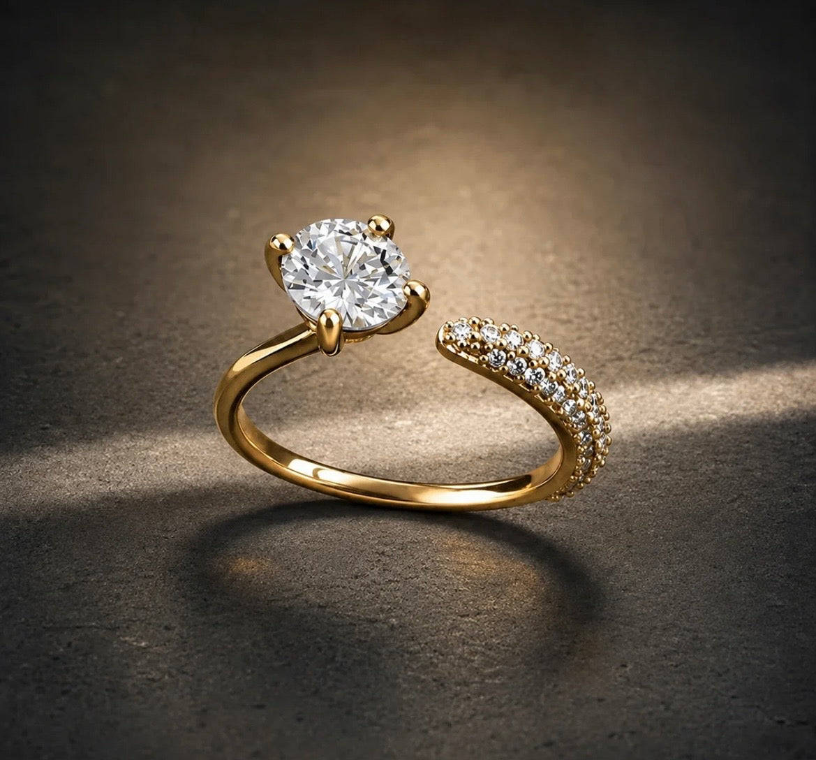 Golden stone open ring(Adjustable)