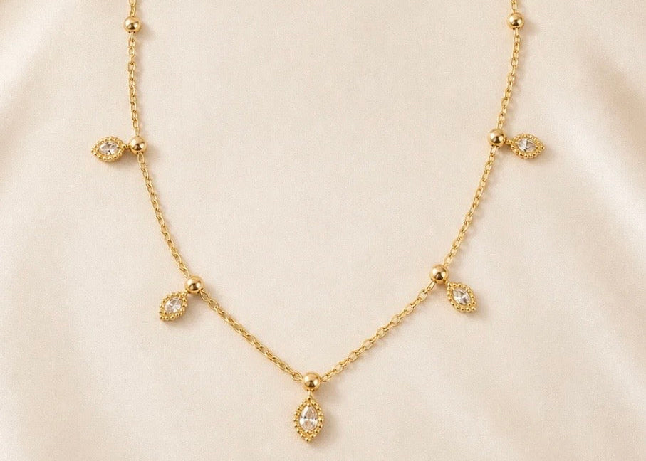 White leaf charm necklace