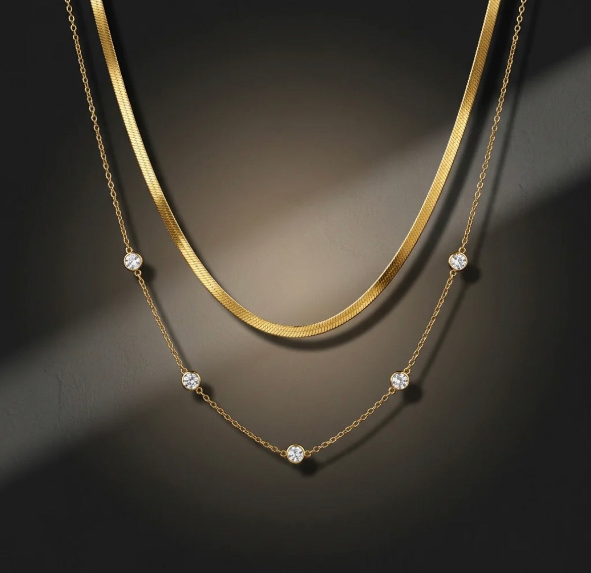 Double layered charm necklace