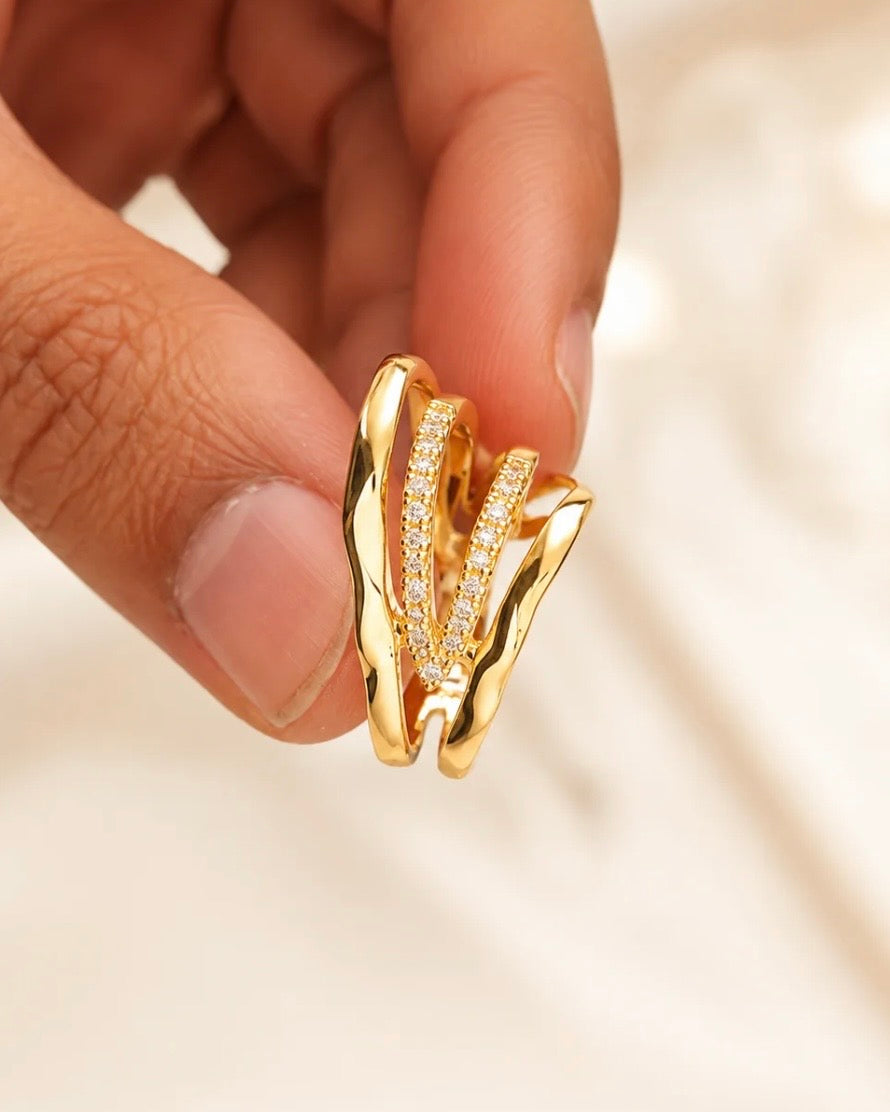 Three layered ear cuff