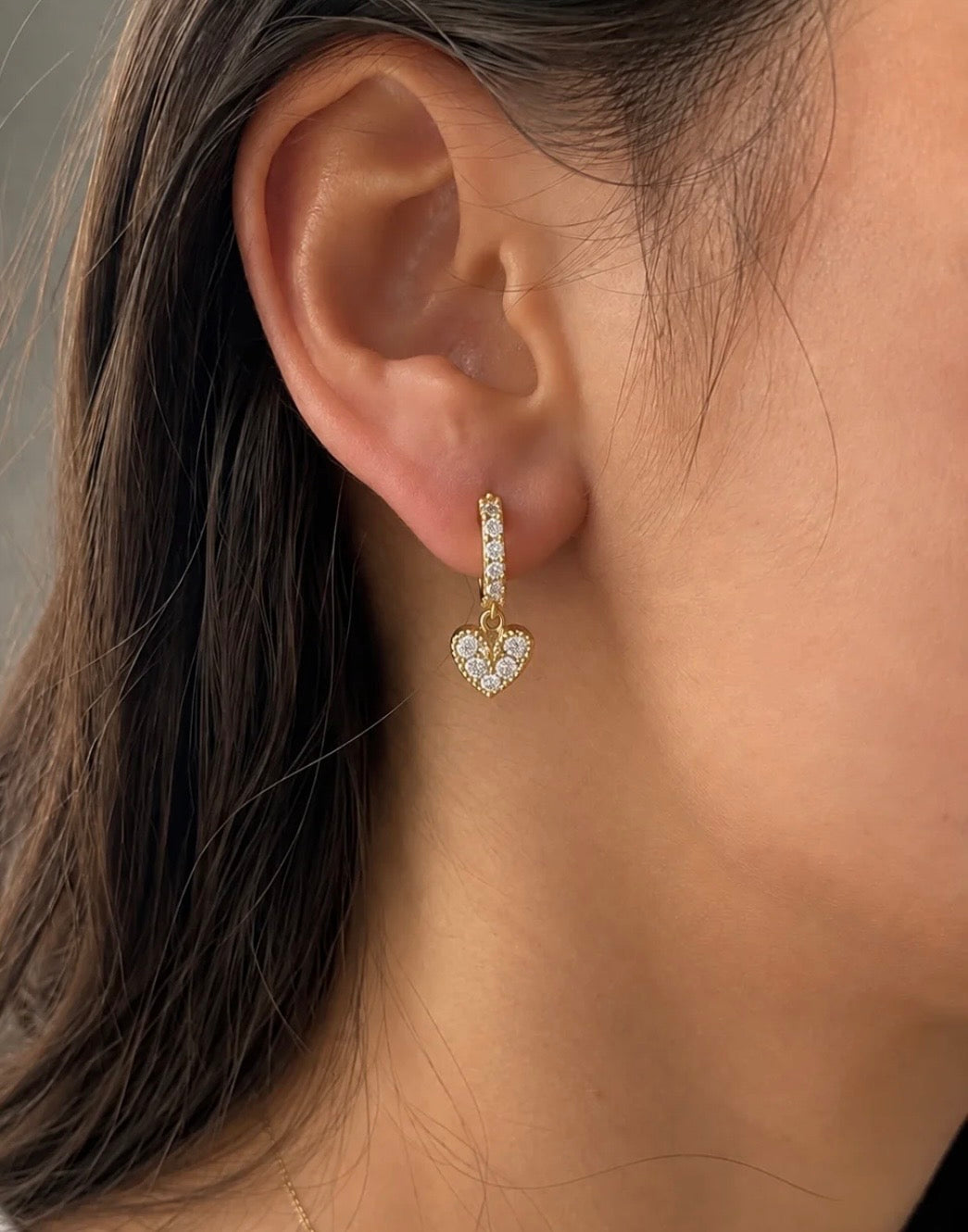 Diamond heart Drop earring