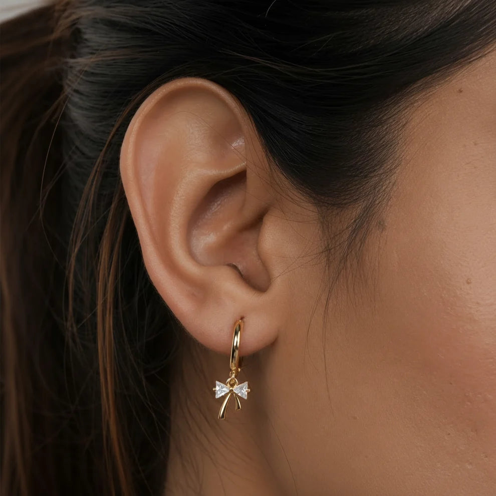Bow drop earring