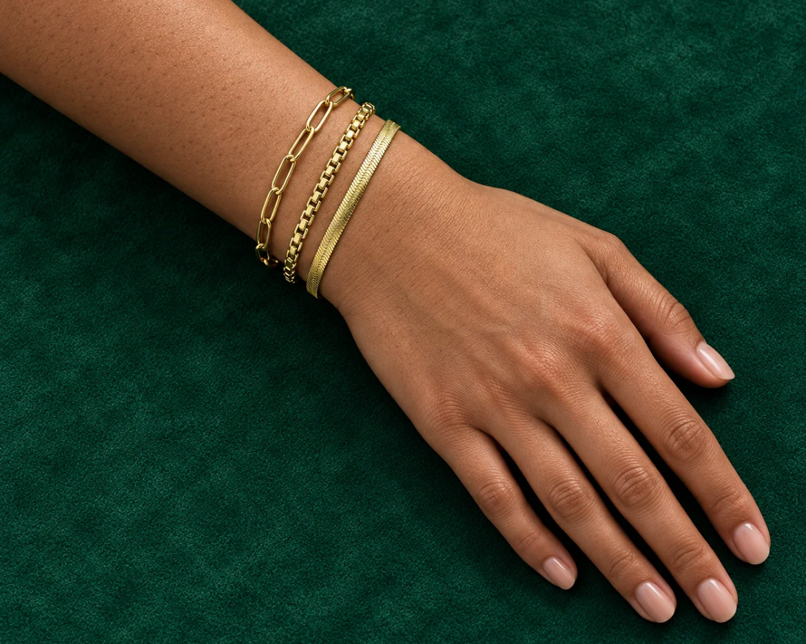 Golden three layered bracelet